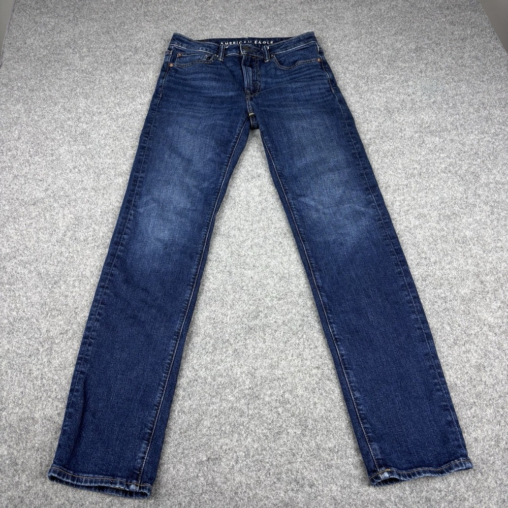 American Eagle Jeans Mens 28x34 (Fits 28x32) Air flex + Slim Straight Dark Wash